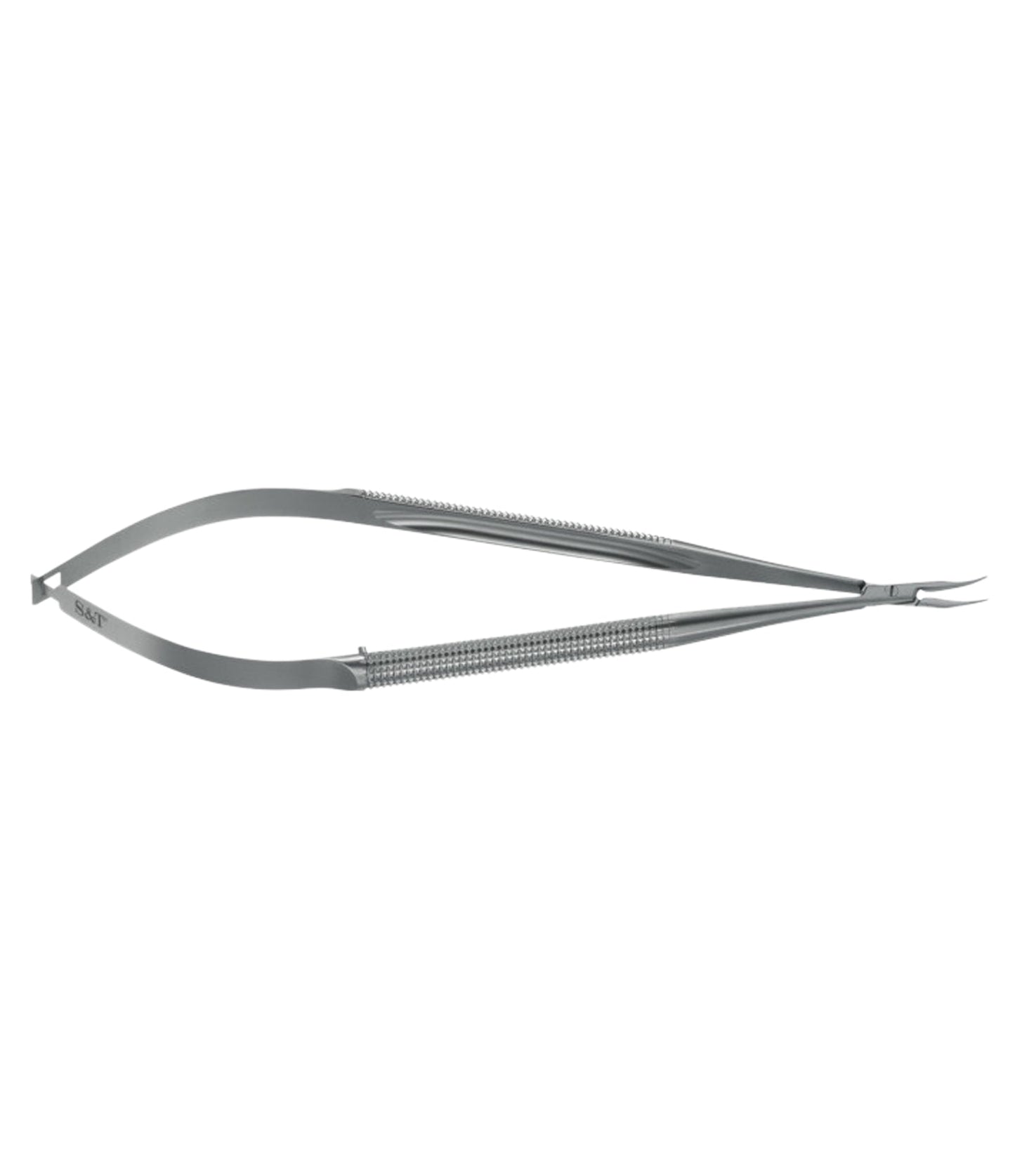 S&T Needle Holder without lock, 13 cm long, round diameter 8 mm, curved (00084)