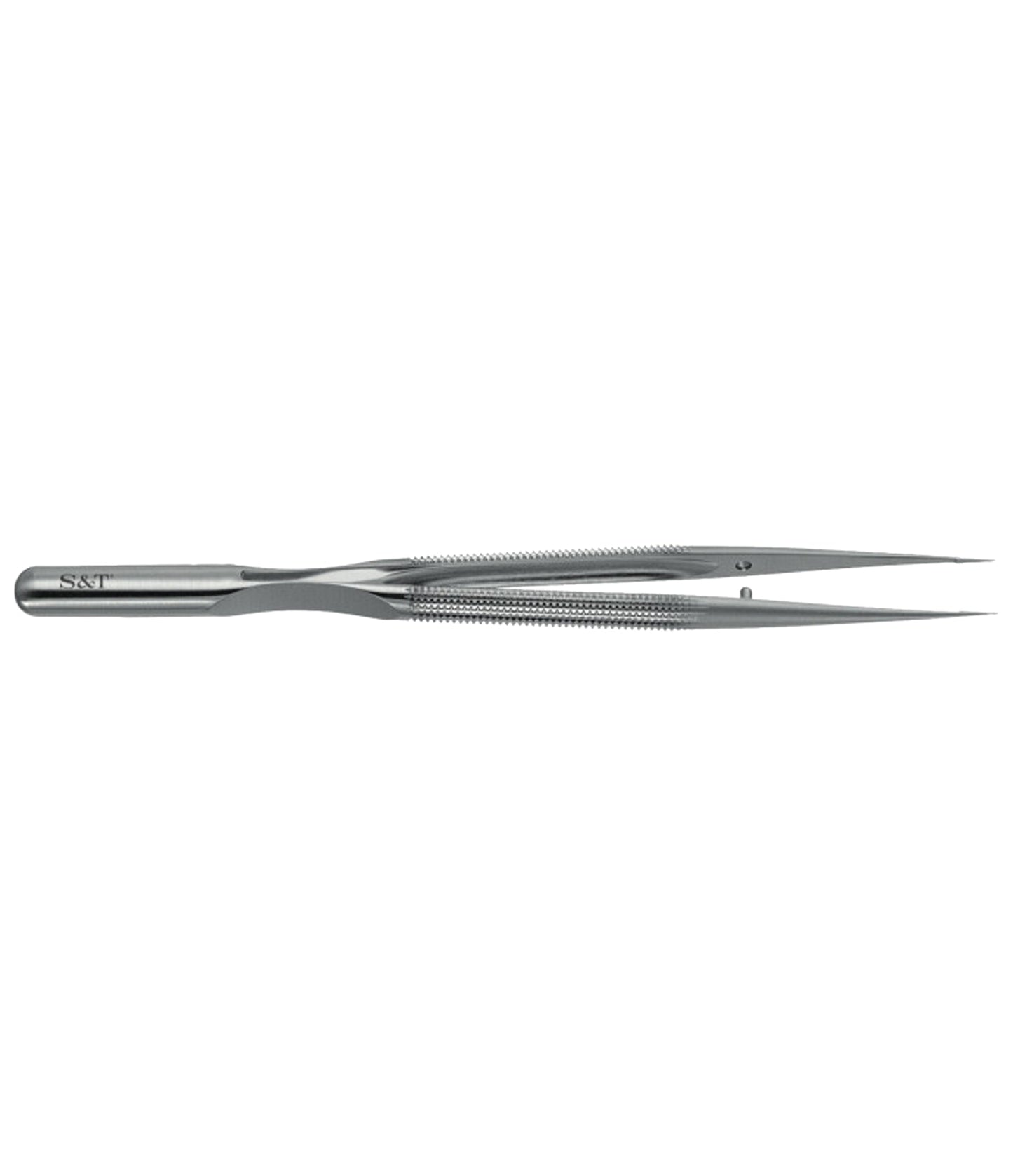 S&T Forceps Round handle, 15 cm long, straight with platform (00165)