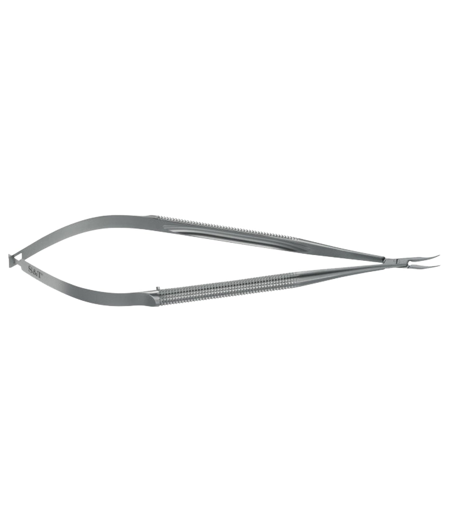S&T Needle Holder, without lock, round handle, 15 cm, curved (00552)