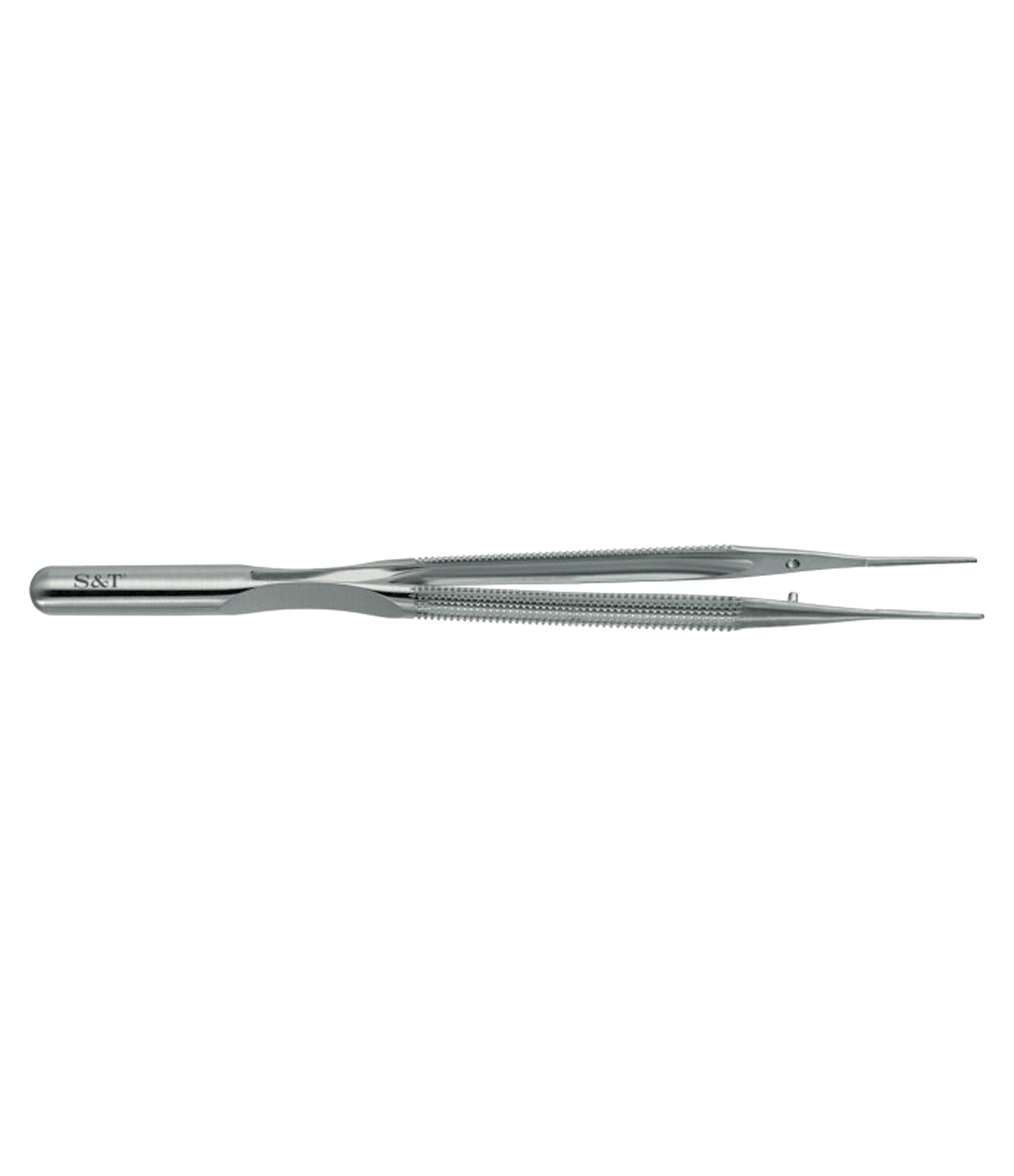 S&T Forceps, 21cm long, round handle 8mm, straight, tip 1.1mm, atraumatic (00806)