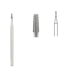 Tapered Fissure Cross Cut Bur, 1mm Head, 10/box, for dental procedures