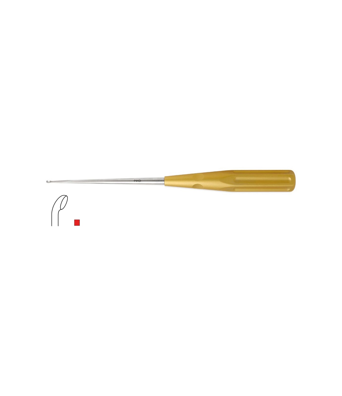 Lightgrip Cervical Curette, 26cm, Angled, Cup 6/0, for medical procedures