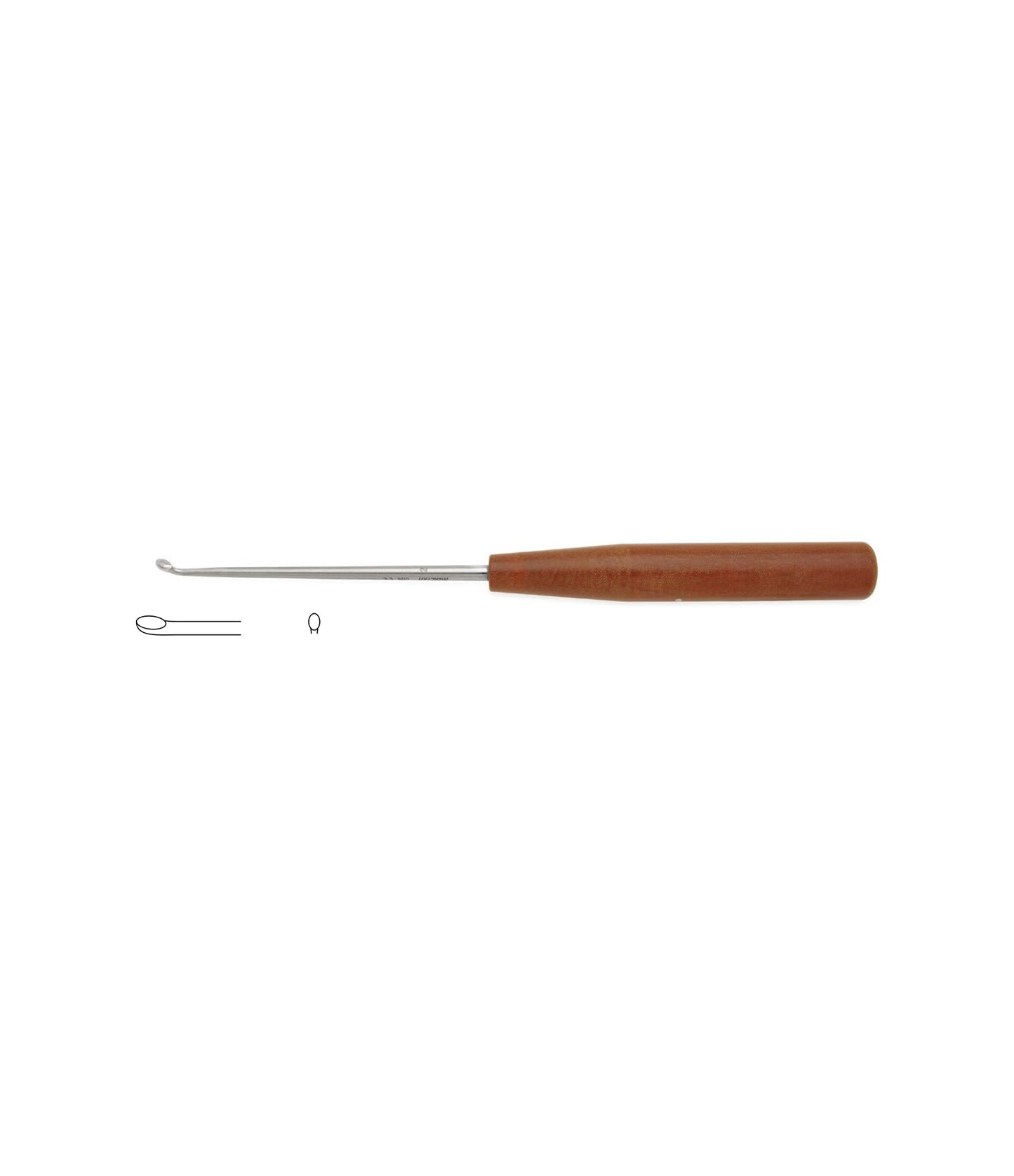 Tufnol Handled Curette, Straight, 27cm, 3mm cup, for medical procedures