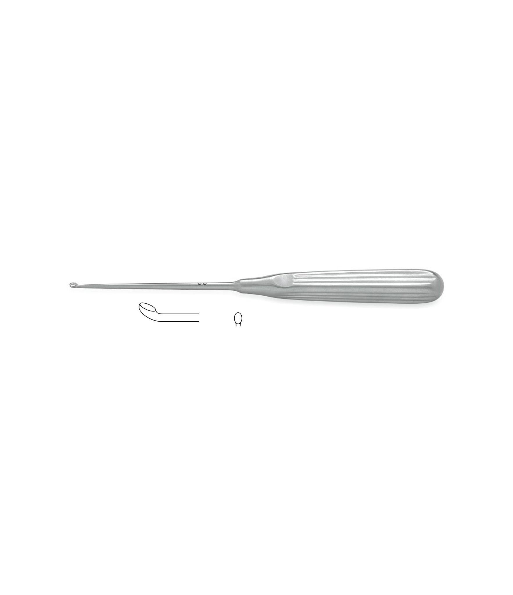 Lempert Curette, Angled, 21cm, Size 0, for medical procedures