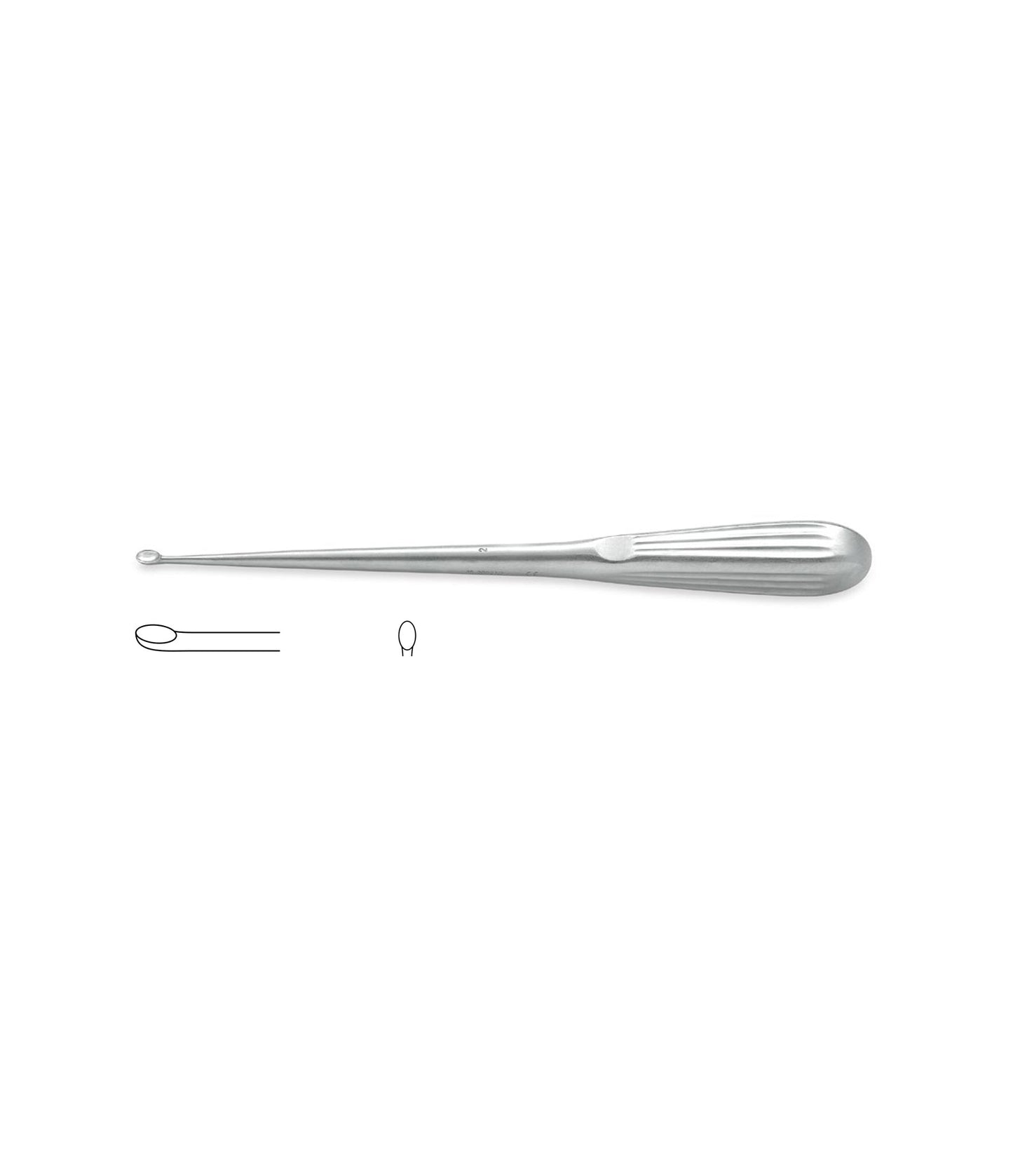Bruns Curette, Straight, 23cm, Size 1, for medical procedures