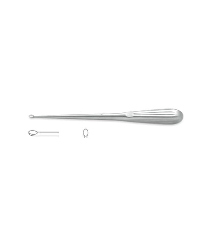Bruns Curette, Straight, 23cm, Size 2, for medical procedures
