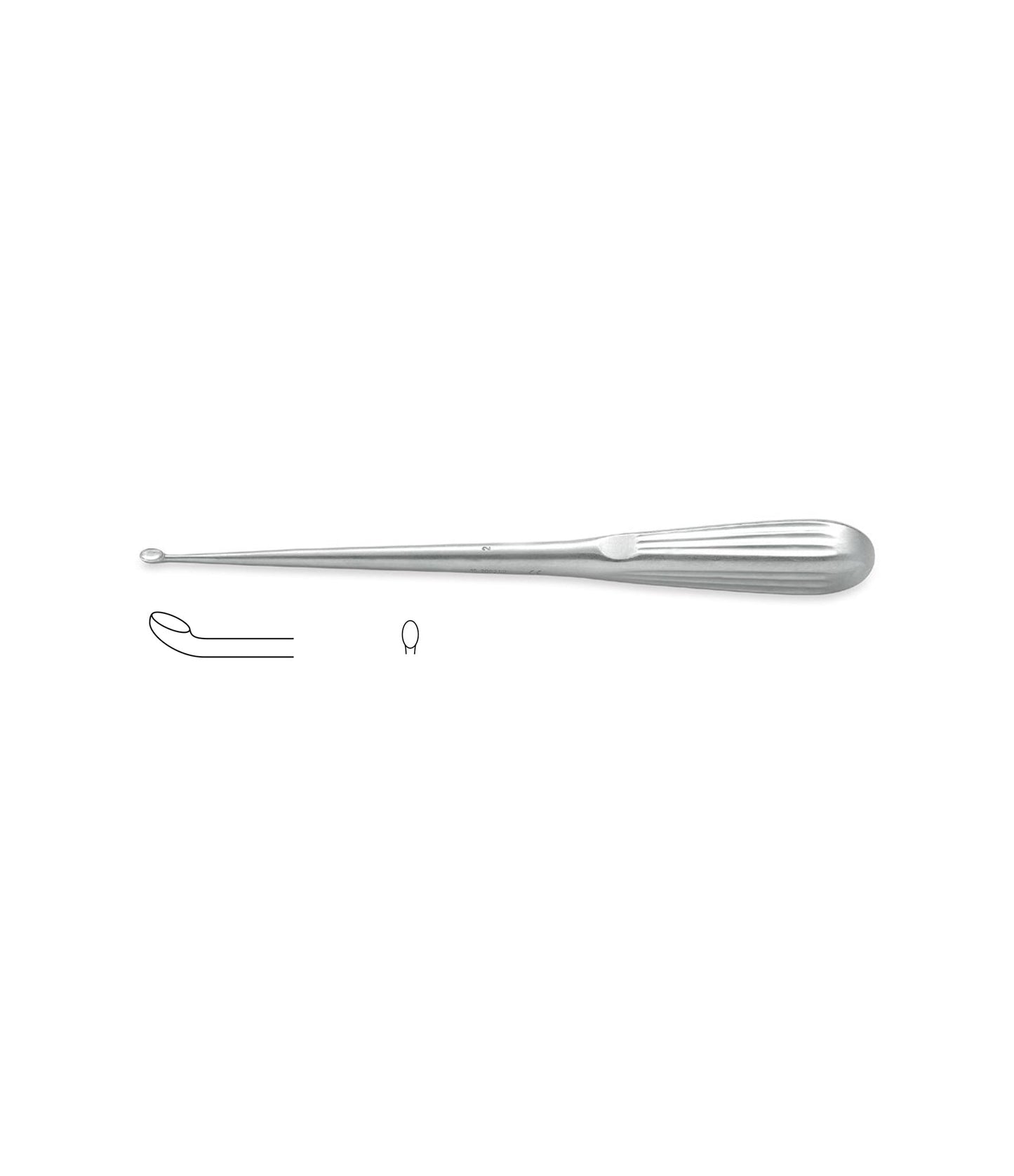 Bruns Curette, Angled, 23cm, Size 0, for medical procedures